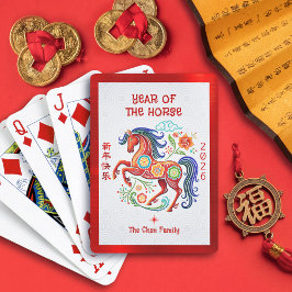 Horse 2026 Papercut Chinese Lunar New Year Red Casinokort