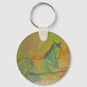 Horse Abstrakt Pastel Pet Porträtt Keychain Nyckelring