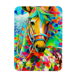 Horse Adorne med Flowers Magnet