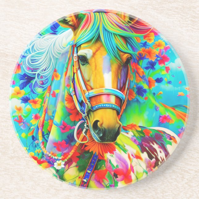 Horse Adorne med Flowers Underlägg (Framsidan)