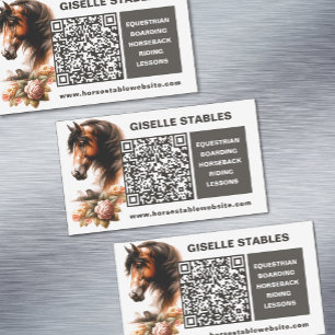 Horse Affärskort Magnet med QR-kod
