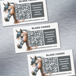 Horse Affärskort Magnet med QR-kod
