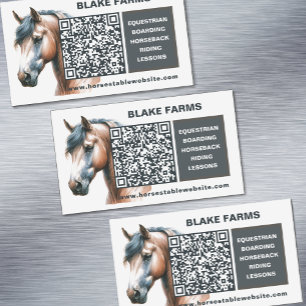 Horse Affärskort Magnet med QR-kod