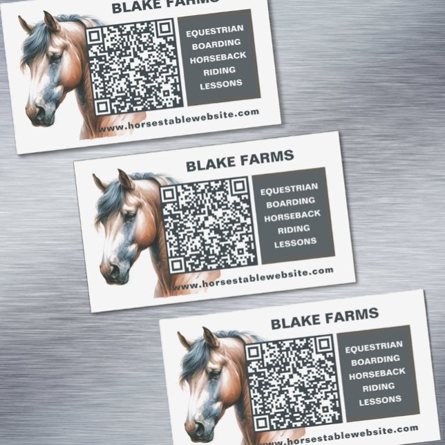 Horse Affärskort Magnet med QR-kod (Horse Business Magnet Cards with QR Code)