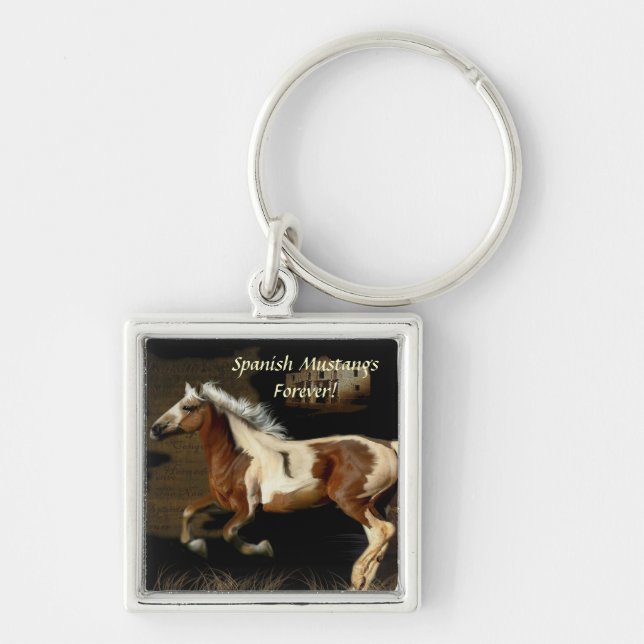 Horse-älskare Equine Animal-älskare Gift Fyrkantig Silverfärgad Nyckelring (Framsidan)