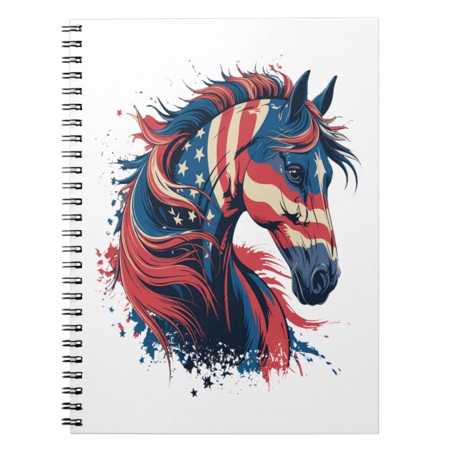 Horse American Flagga Anteckningsbok (Framsidan)