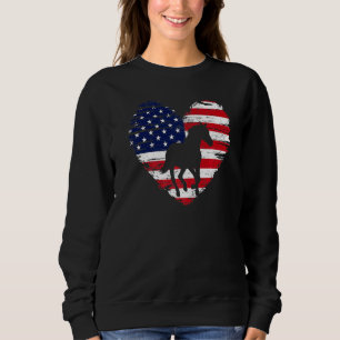 Horse American Flagga Heart 4 juli USA Patrioti T Shirt
