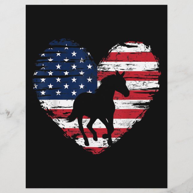 Horse American Flagga Heart USA Patriotic Pride Brevhuvud (Framsida)