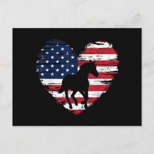 Horse American Flagga Heart USA Patriotic Pride Helg Vykort