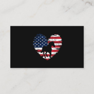 Horse American Flagga Heart USA Patriotic Pride Visitkort