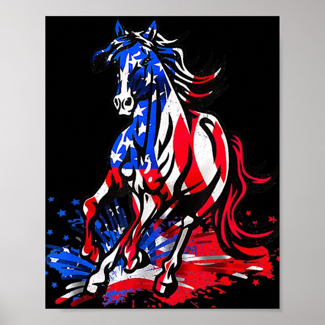 Horse American Flagga Independence day Patriotic Poster (Framsidan)