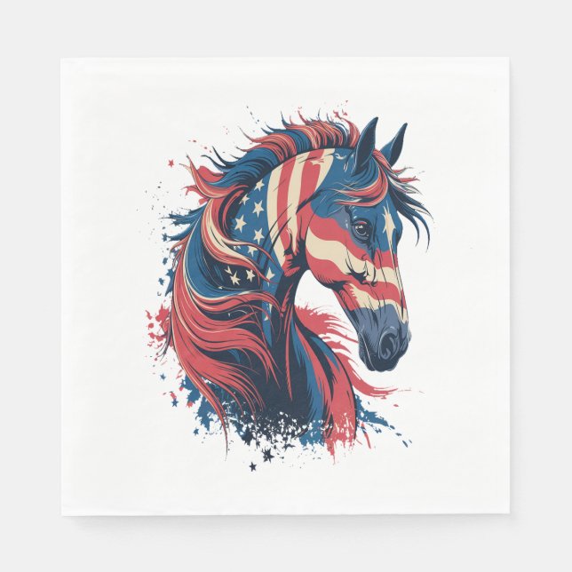 Horse American Flagga Pappersservett (Framsidan)