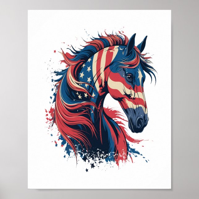 Horse American Flagga Poster (Framsidan)