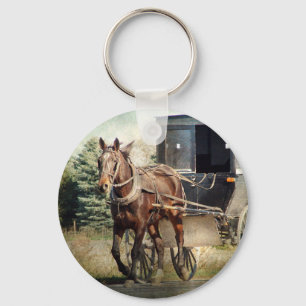 Horse and Buggy in Rural Iowa Keychain Nyckelring