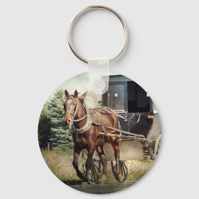 Horse and Buggy in Rural Iowa Keychain Nyckelring (Framsida)