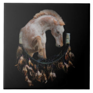 Horse and Dream Catcher Art Tile Kakelplatta