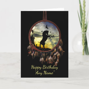 Horse and Dreamcatcher Custom Name Birthday Kort