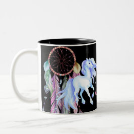 Horse and Dreamcatcher ~ Dreams & Önskemål BOHO Två-Tonad Mugg
