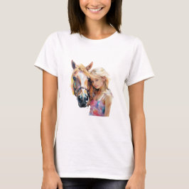 Horse and Girl Silhouette - Cute  T Shirt