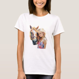Horse and Girl Silhouette - Cute T Shirt