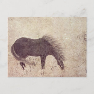 Horse and Groom in Winter Vykort