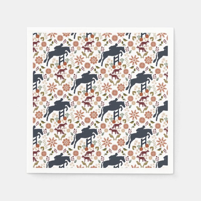 Horse and Rider Napkin | Autumn Equestrian Folk Ar Pappersservett (Framsidan)