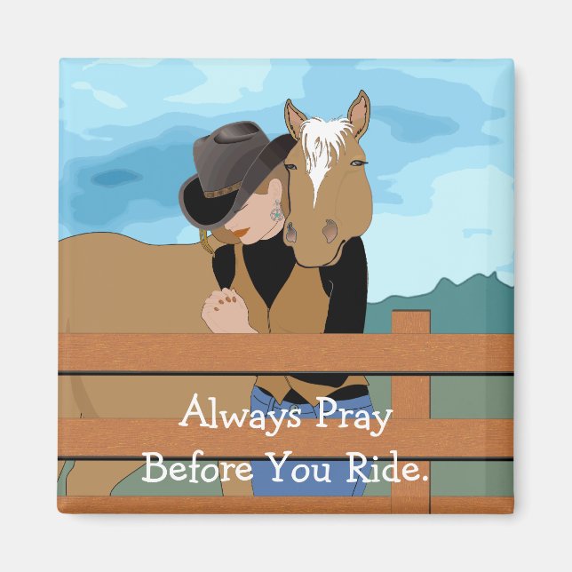 Horse and Rider Vector Art Prayer Magnet (Framsidan)