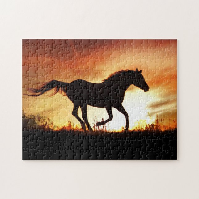Horse and Sunset Running Pussel (Horisontell)