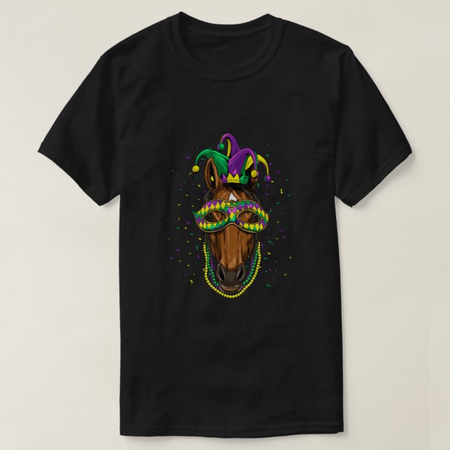 Horse Animal Lover Cute Mardi Gras Carnival Jester T Shirt (Design framsida)