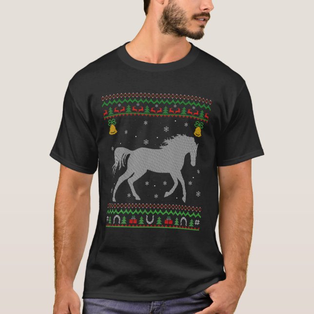 Horse Animal Lover Julafton Ugly Horse jul T Shirt (Framsida)