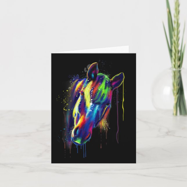 Horse Ansikte Hand plockade Vatten Färg Stänk art  Kort (Framsida)