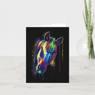 Horse Ansikte Hand plockade Vatten Färg Stänk art Kort