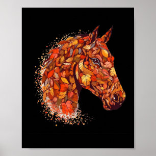 Horse Ansikte Höst löv Thanksgiving Day Horseback Poster