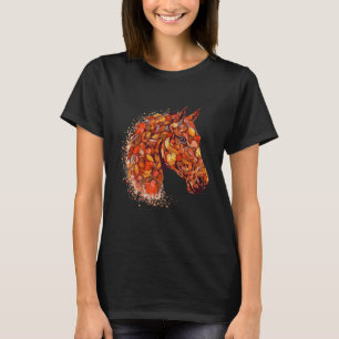 Horse Ansikte Höst löv Thanksgiving Day Horseback T Shirt