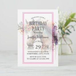 Horse ansikte med blomkrans inbjudningar