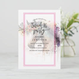 Horse ansikte med blomkrans. inbjudningar