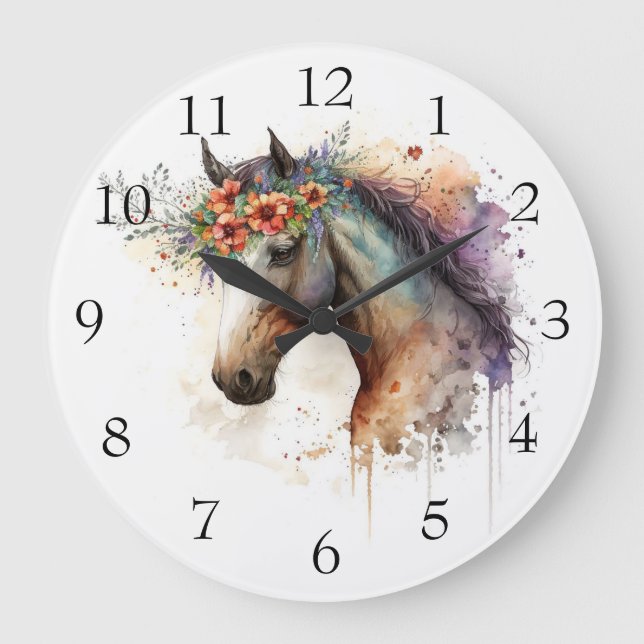 Horse ansikte med blomkrans stor klocka (Framsida)