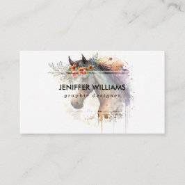 Horse ansikte med blomkrans visitkort