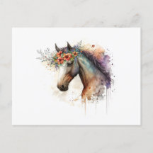 Horse ansikte med blomkrans