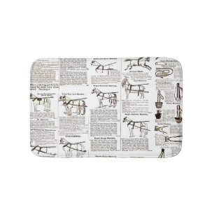 Horse Antique Repress Newspaper Art Badrumsmatta