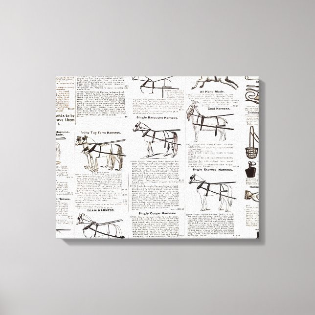 Horse Antique Repress Newspaper Art Canvastryck (Framsida)