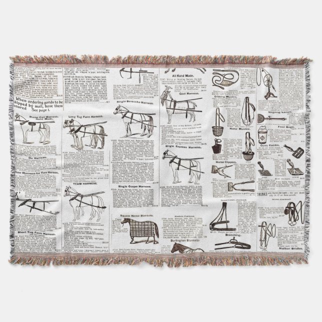 Horse Antique Repress Newspaper Art Filt (Framsidan)