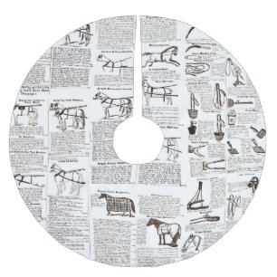 Horse Antique Repress Newspaper Art Julgransmatta Borstad Polyester