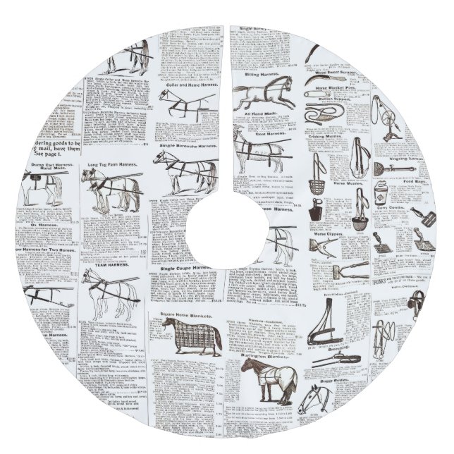 Horse Antique Repress Newspaper Art Julgransmatta Borstad Polyester (Framsidan)