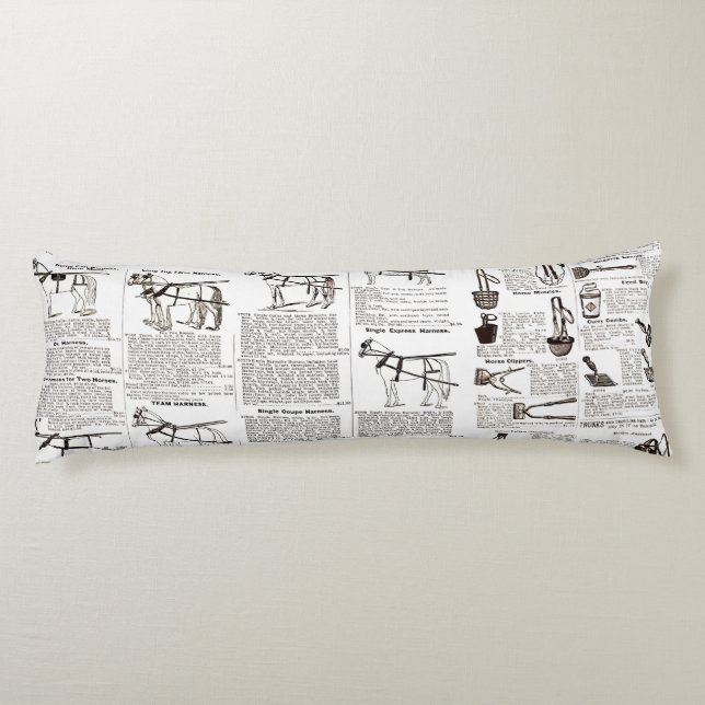 Horse Antique Repress Newspaper Art Kroppskudde (Baksidan)
