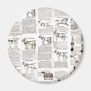Horse Antique Repress Newspaper Art Magnet