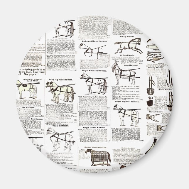 Horse Antique Repress Newspaper Art Magnet (Framsidan)