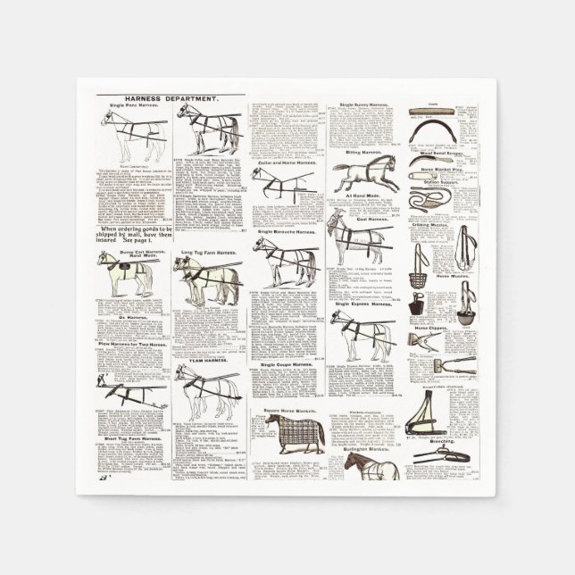 Horse Antique Repress Newspaper Art Pappersservett (Framsidan)