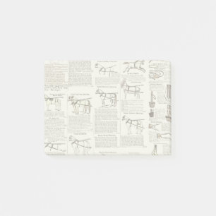 Horse Antique Repress Newspaper Art Post-it Block