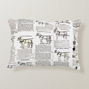 Horse Antique Repress Newspaper Art Prydnadskudde